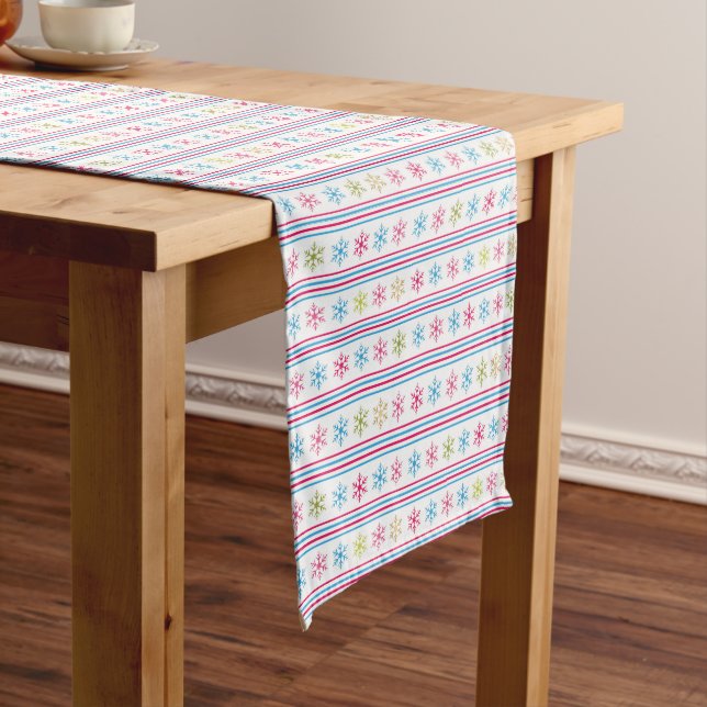 Multi Colour Snowflakes Short Table Runner (In Situ)