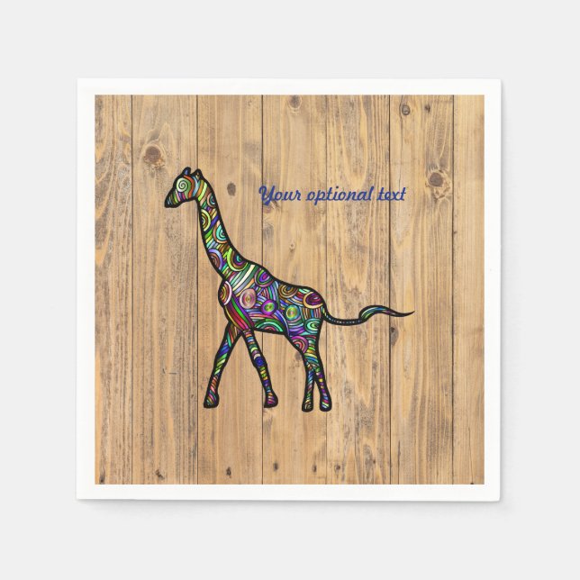 Multi Colour Spiral Giraffe Party Napkins (Front)