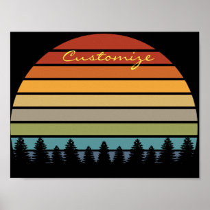 Multi-colour striped sun with trees Thunder_Cove Poster