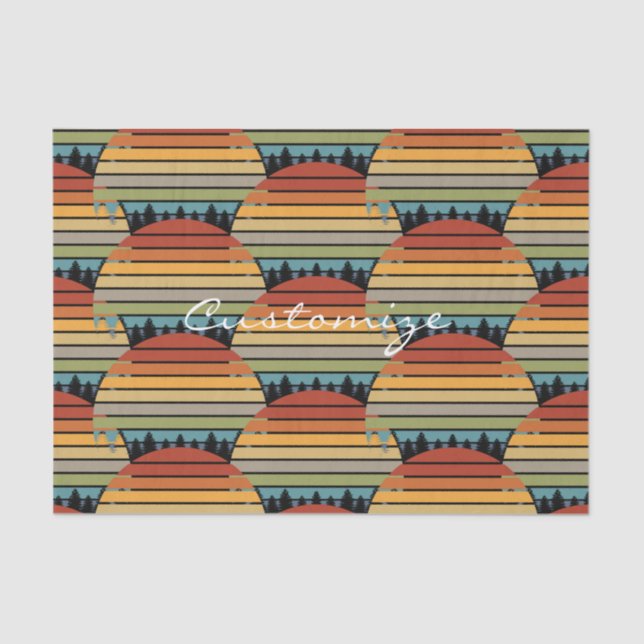 Multi-colour striped sun with trees Thunder_Cove Tissue Paper (Front)