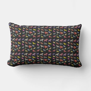 Multi-colour Swedish Dala Horses Lumbar Pillow