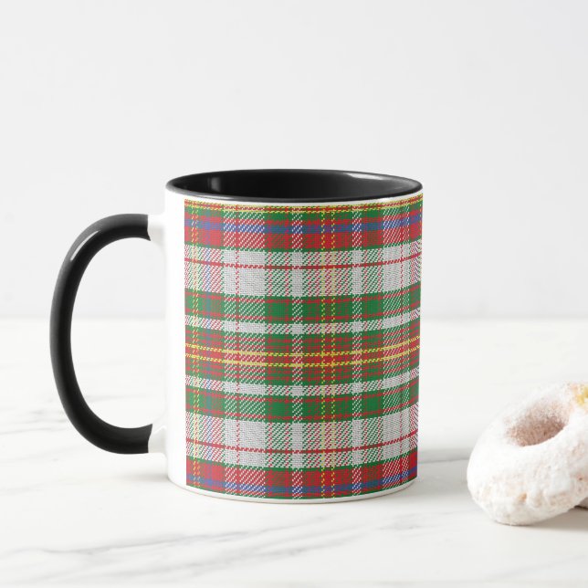 Multi-colour Tartan Plaid Chequered Scotland Mug (With Donut)