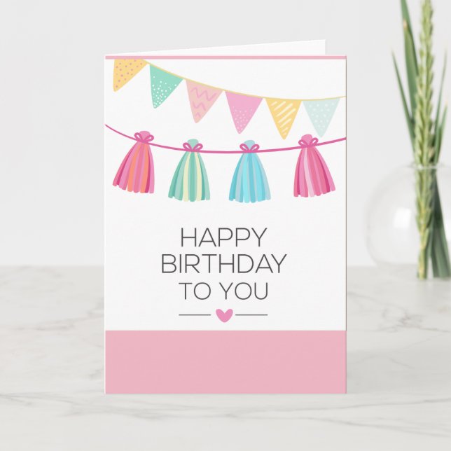 Multi Colour Tassel Birthday Card (Front)