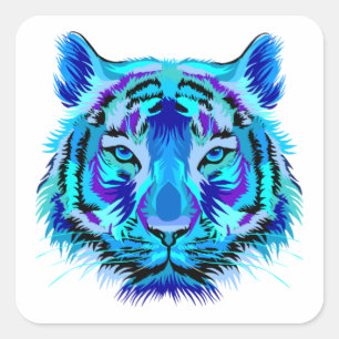 Multi colour tiger design square sticker