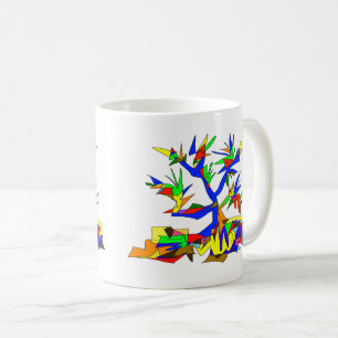 multi-colour tree coffee mug