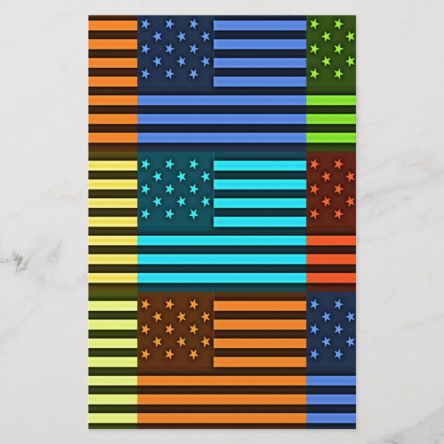 Multi colour USA flag chequered vector pattern art (Front)