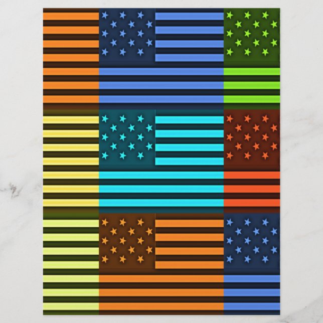 Multi colour USA flag chequered vector pattern art (Front)