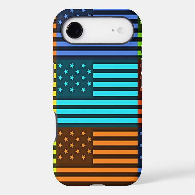 Multi colour USA flag chequered vector pattern art (Back)