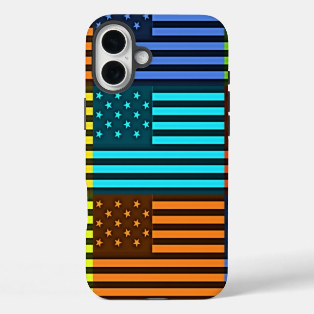 Multi colour USA flag chequered vector pattern art Case-Mate iPhone Case (Back)