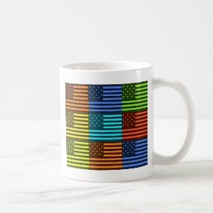 Multi colour USA flag chequered vector pattern art Coffee Mug
