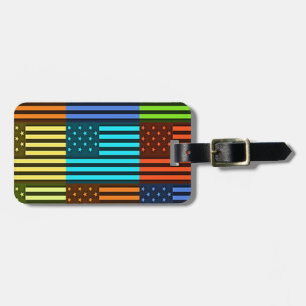 Multi colour USA flag chequered vector pattern art Luggage Tag