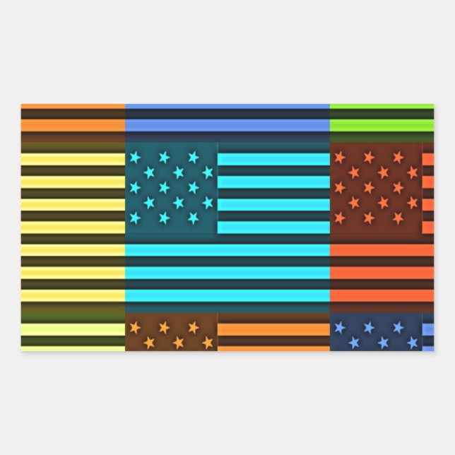 Multi colour USA flag chequered vector pattern art Sticker (Front)