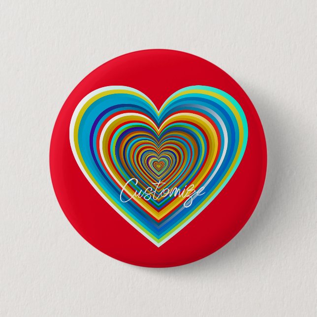Multi-colour Valentine Heart Thunder_Cove 2 Inch Round Button (Front)