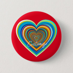 Multi-colour Valentine Heart Thunder_Cove 2 Inch Round Button