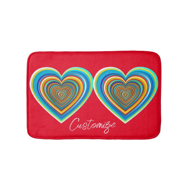 Multi-colour Valentine Heart Thunder_Cove Bath Mat (Front)