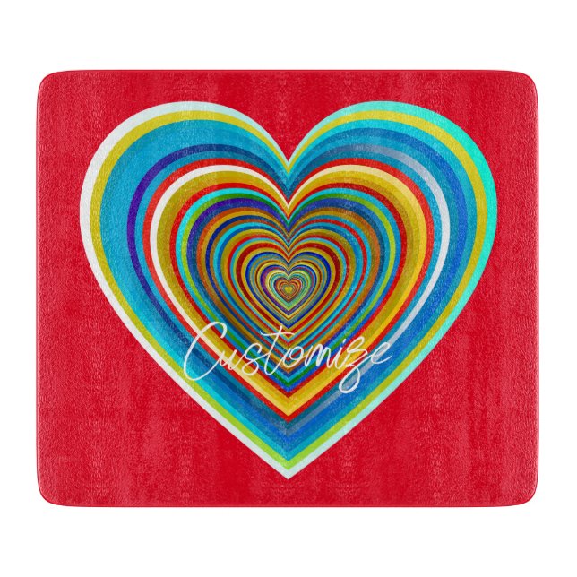 Multi-colour Valentine Heart Thunder_Cove Cutting Board (Front)