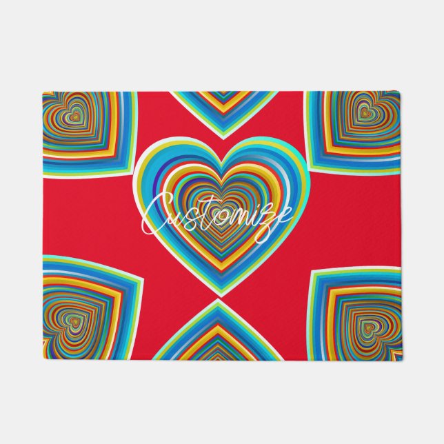 Multi-colour Valentine Heart Thunder_Cove Doormat (Front)