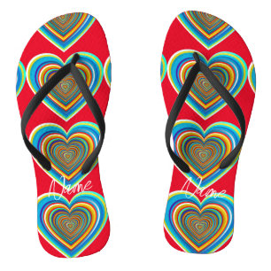 Multi-colour Valentine Heart Thunder_Cove Flip Flops