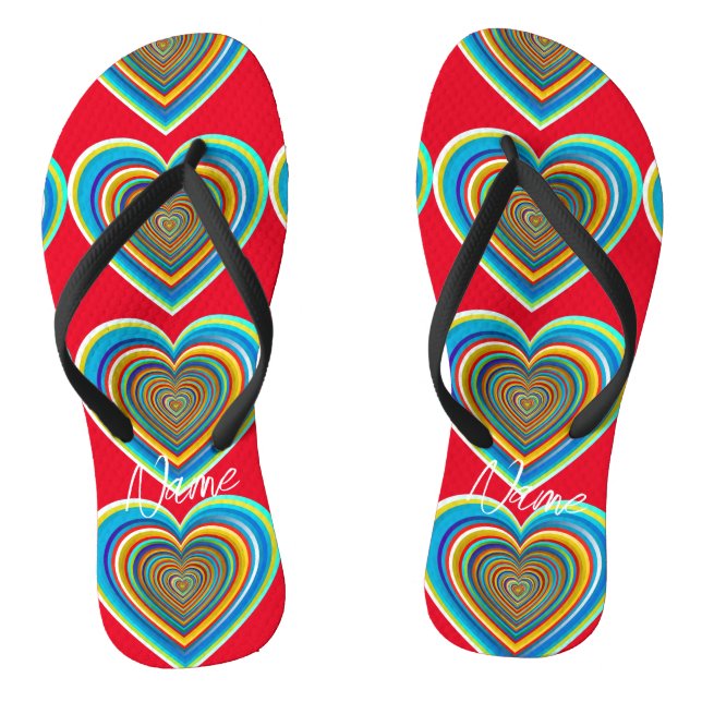 Multi-colour Valentine Heart Thunder_Cove Flip Flops (Footbed)