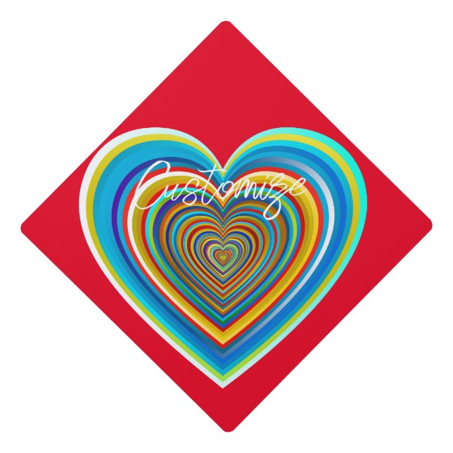 Multi-colour Valentine Heart Thunder_Cove Graduation Cap Topper (Front)