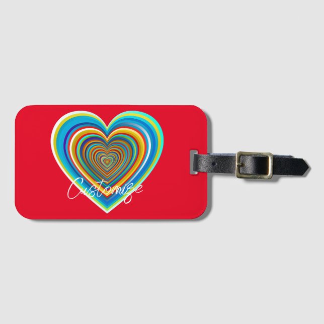Multi-colour Valentine Heart Thunder_Cove Luggage Tag (Front Horizontal)