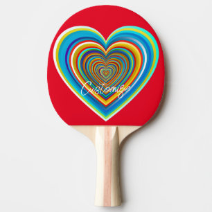 Multi-colour Valentine Heart Thunder_Cove Ping Pong Paddle
