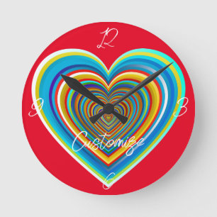 Multi-colour Valentine Heart Thunder_Cove Round Clock