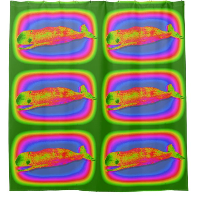 multi-colour whales on green background (Front)