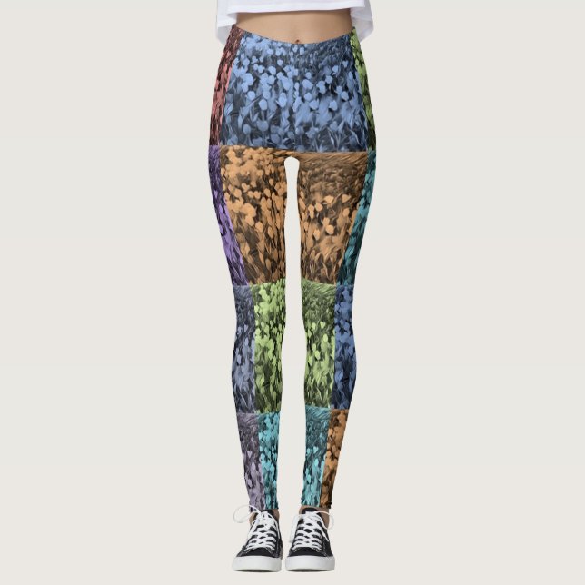 Multi-Coloured Abstract Floral Leggings (Front)