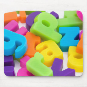 multi coloured alphabet letters background mouse m pad