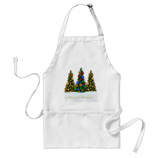 Multi Coloured and Gold Christmas Tree Apron (Front)