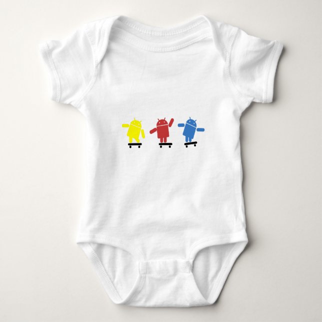 Multi Coloured Android Skateboarder Baby Bodysuit (Front)