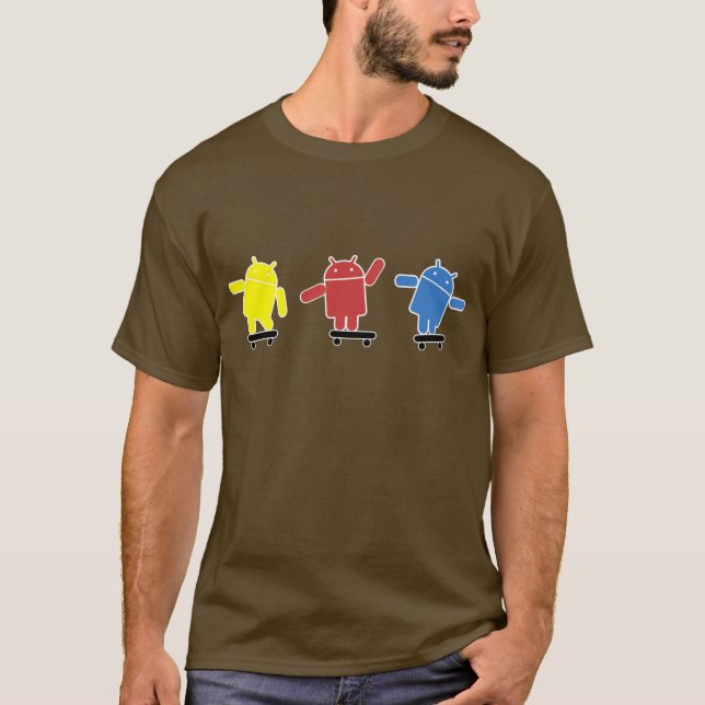 Multi Coloured Android Skateboarder T-Shirt (Front)