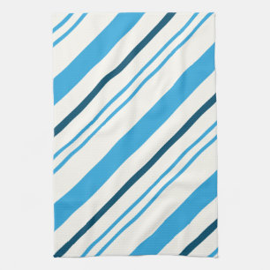 multi-coloured blue stripes on white background kitchen towel