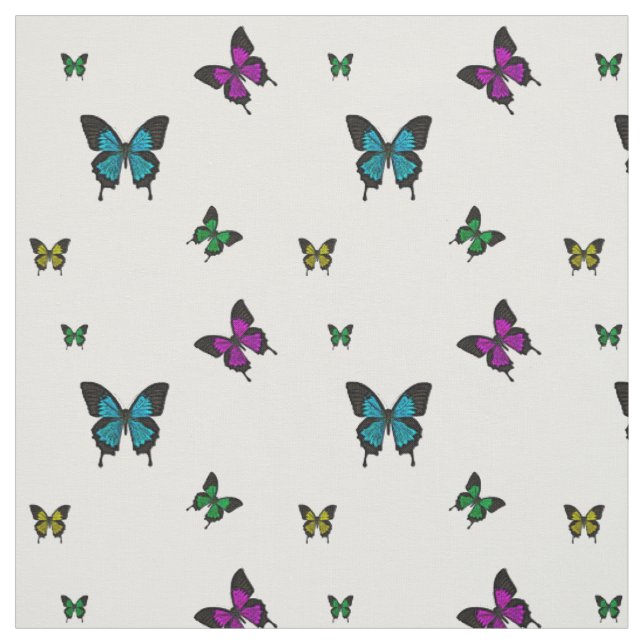 Multi coloured Butterfies, Swallow tail Butterfly Fabric (Swatch)