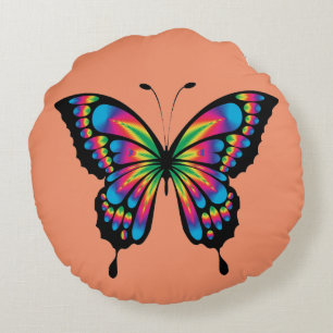 Multi Coloured Butterfly Round Pillow