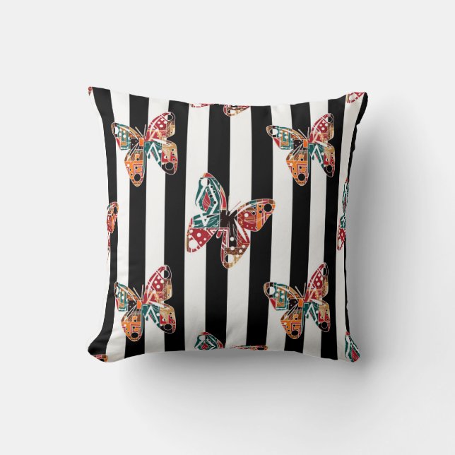 Multi-coloured butterfly throw pillow (Front)