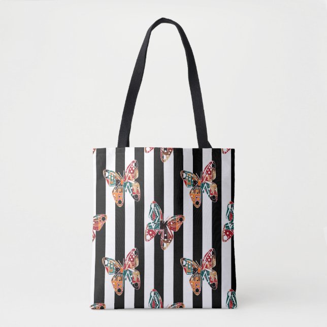 Multi-coloured butterfly tote bag (Front)