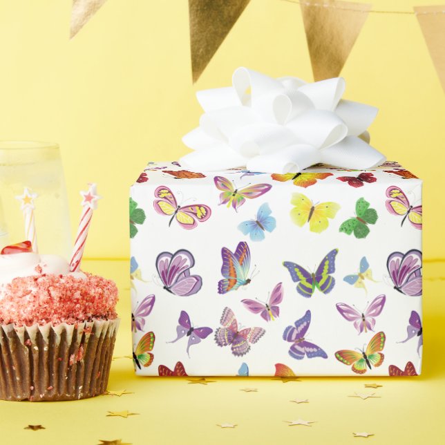 Multi-coloured Butterfly Wrapping Paper (Birthday Party)