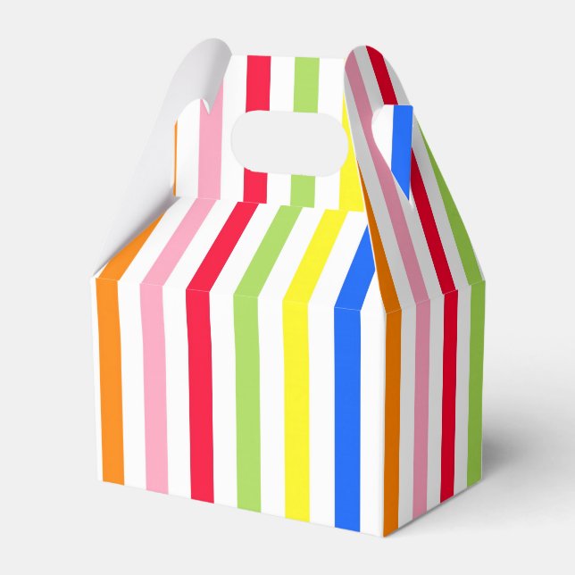 Multi Coloured Candy Stripes Favor Box (Front Side)