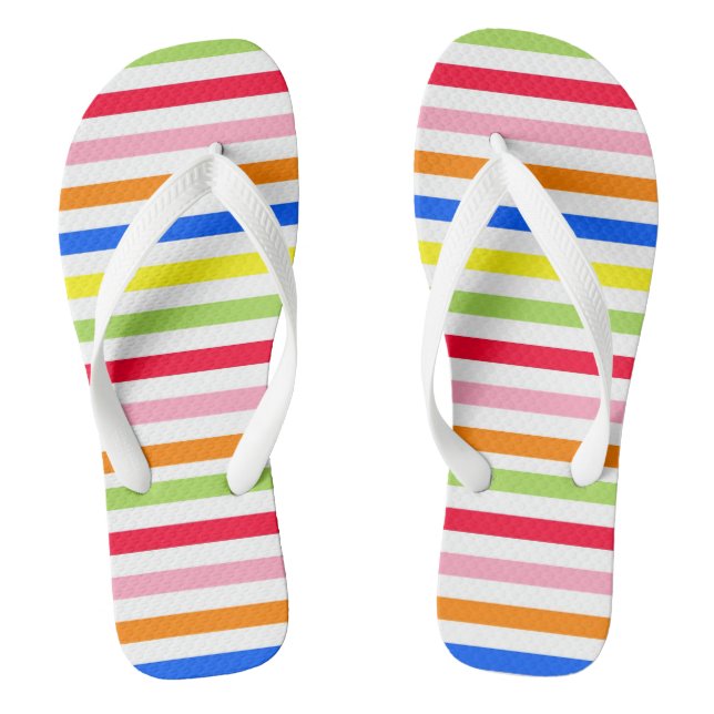 Multi Coloured Candy Stripes Flip Flops (Footbed)