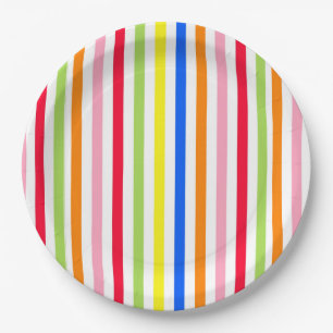 Multi Coloured Candy Stripes Paper Plate