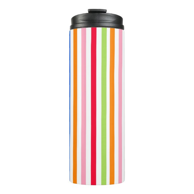 Multi Coloured Candy Stripes Thermal Tumbler (Front)