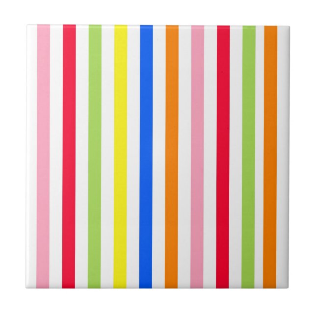 Multi Coloured Candy Stripes Tile (Front)