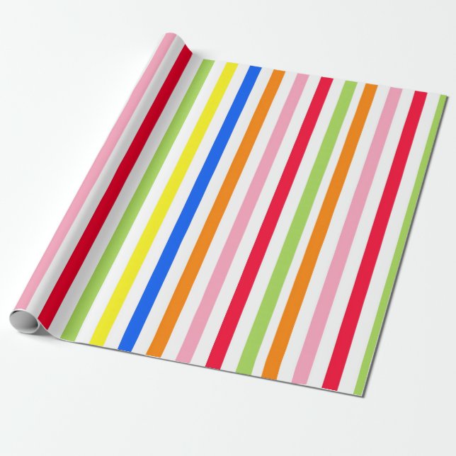 Multi Coloured Candy Stripes Wrapping Paper (Unrolled)