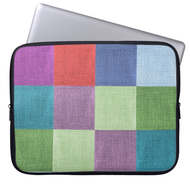 Multi-coloured Checked Laptop Sleeve (Front)