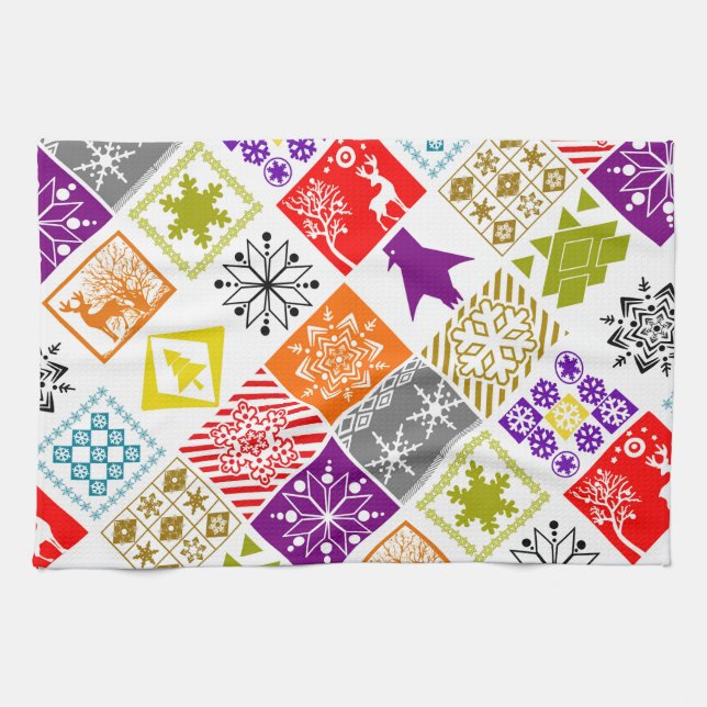 Multi-coloured Christmas Kitchen Towel (Horizontal)