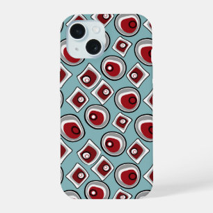 Multi-coloured circles and rings retro sixties  iPhone 15 case