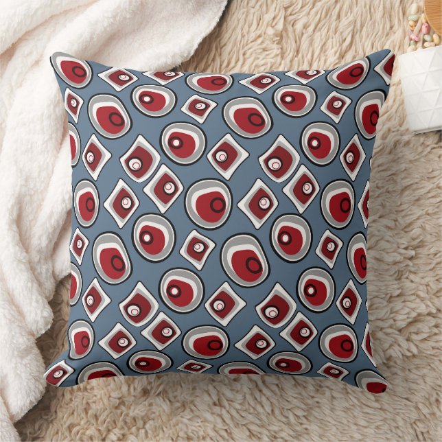 Multi-coloured circles and rings retro sixties throw pillow (Blanket)