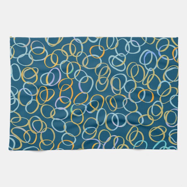 Multi Coloured Cool Abstract Pattern Kitchen Towel (Horizontal)
